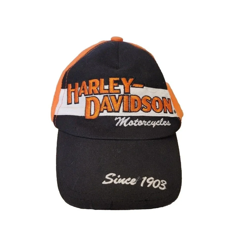 Harley Davidson Hat Cap Youth Boy Girl Embroidered Motorcycle Size 2-4T Orange